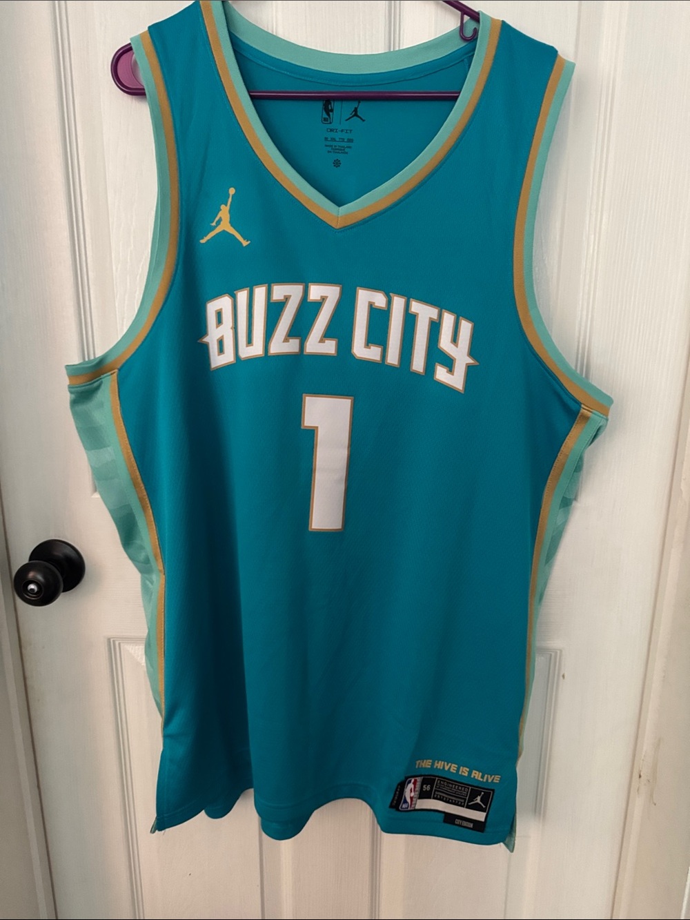 NBA Buzz City Teal Basketball Jersey with Gold and White Accents